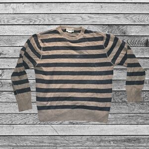 Route 66 Black and Tan Crewneck Sweater with Stripes
